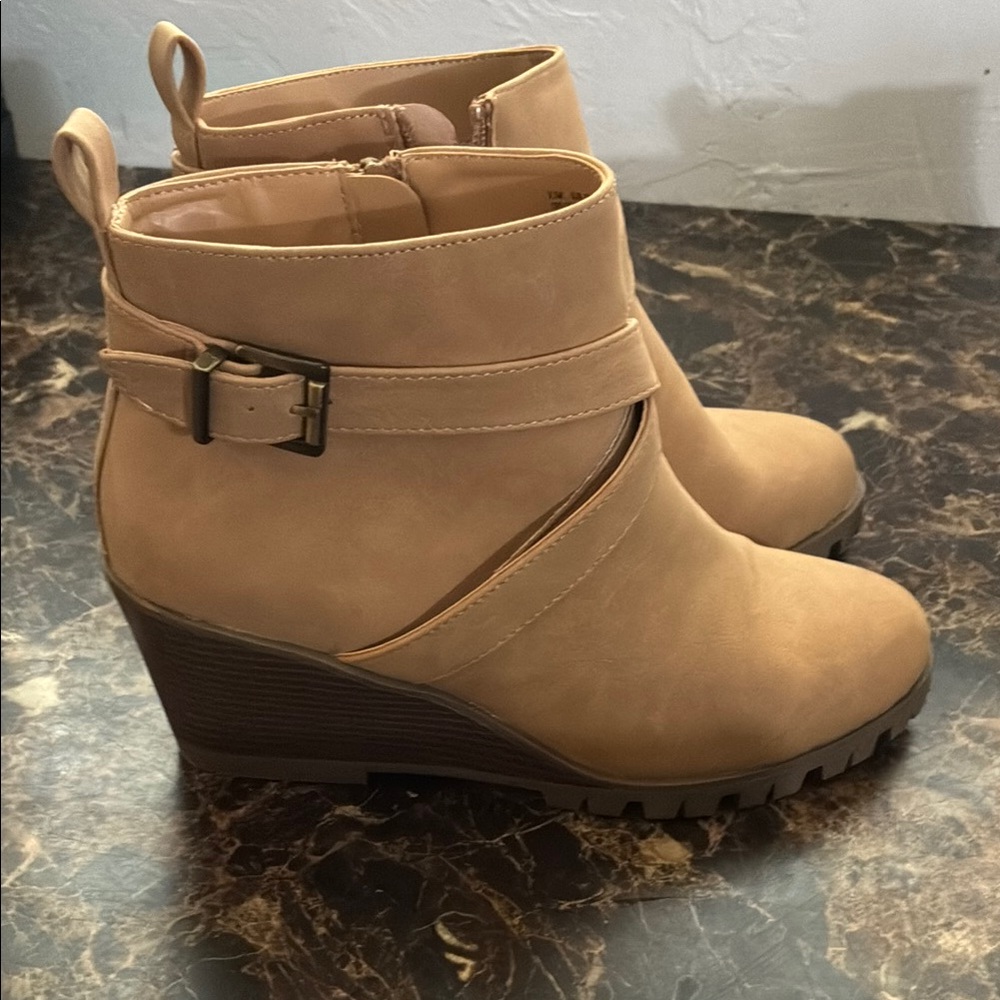 Tan Wedge Ankle Boots